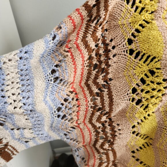 Free People Coral Reef Cropped Open Knit Pullover NWT XL - Picture 9 of 11